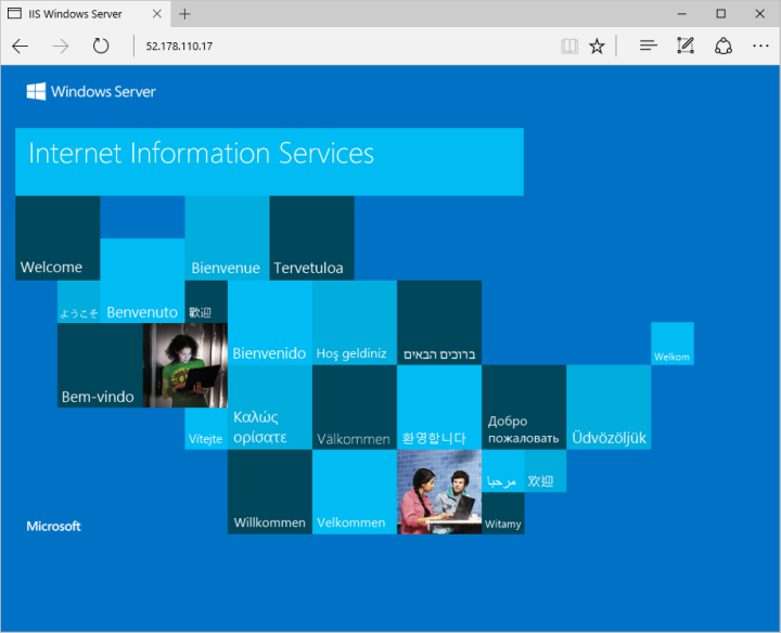 浏览器中的 IIS 默认站点的屏幕截图