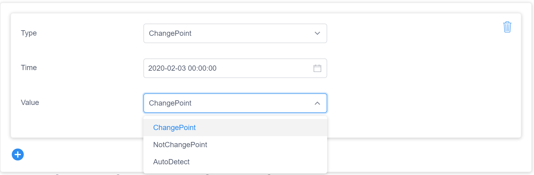 “ChangePoint”菜单，其中包含有 ChangePoint、NotChangePoint 和 AutoDetect 选项的下拉列表