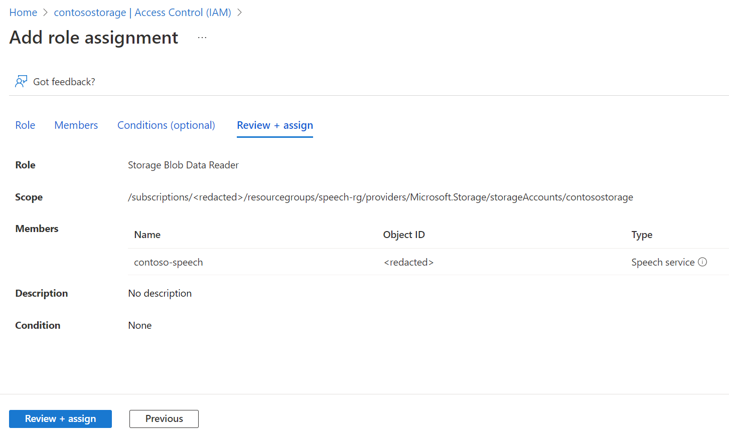 托管角色分配评审的屏幕截图。
