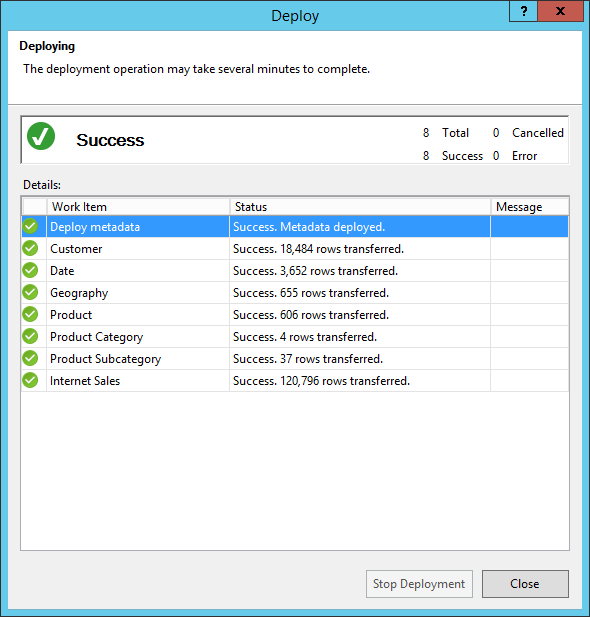 显示部署状态的屏幕截图。