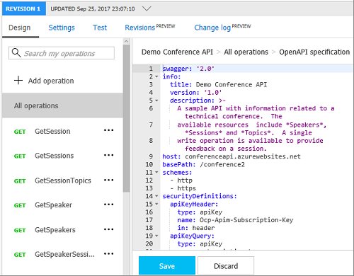 显示 API 的 Swagger 的屏幕截图。