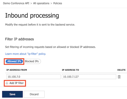 显示允许的 IP 按钮的屏幕截图。