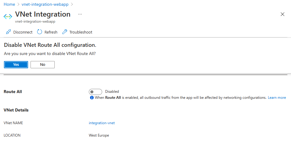 显示禁用出站互联网流量的屏幕截图。