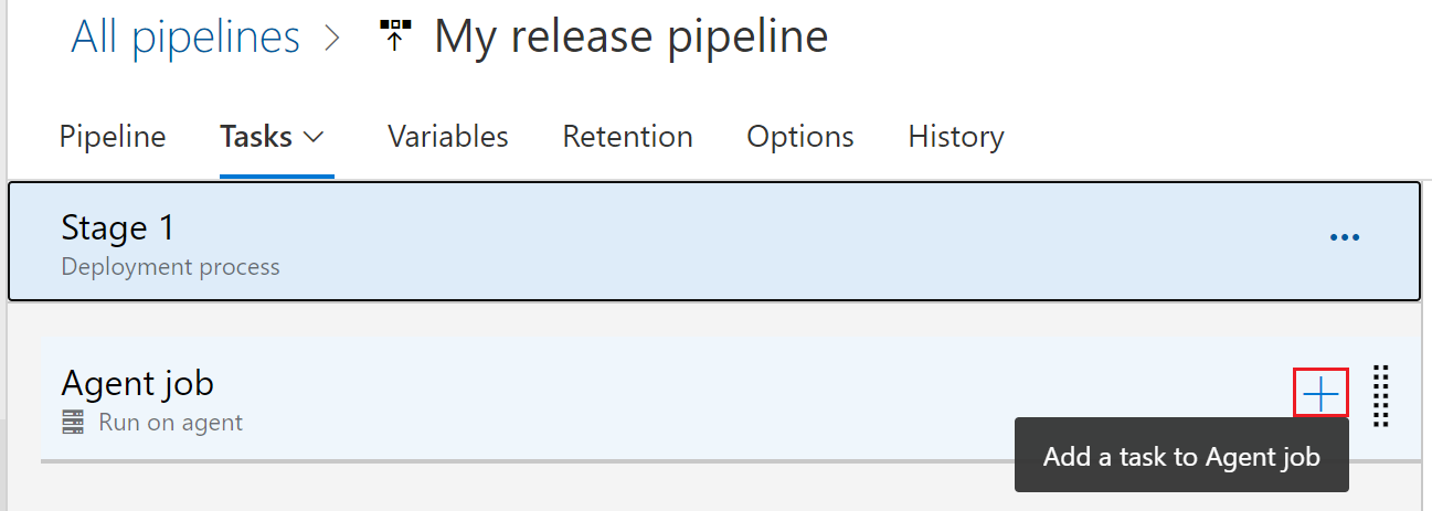 屏幕截图显示作业旁边的加号按钮。