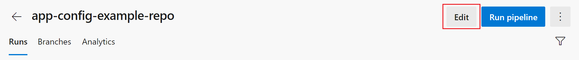 屏幕截图显示了现有管道的“编辑”按钮。