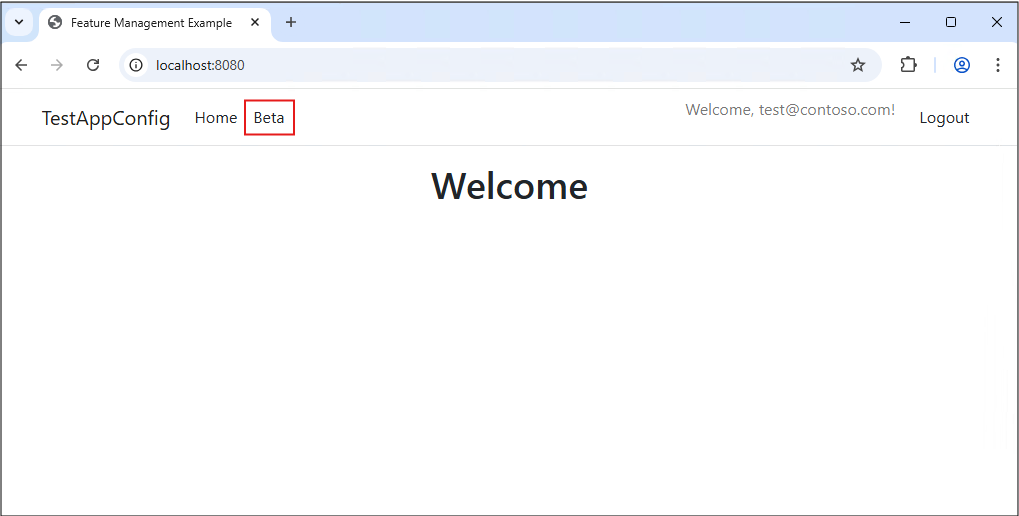 目标用户登录后 Gin Web 应用的屏幕截图，其中显示了 beta 访问权限。