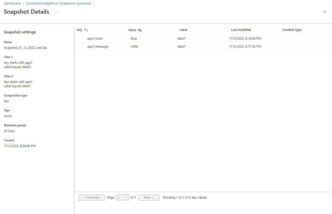 活动快照详细视图的屏幕截图。