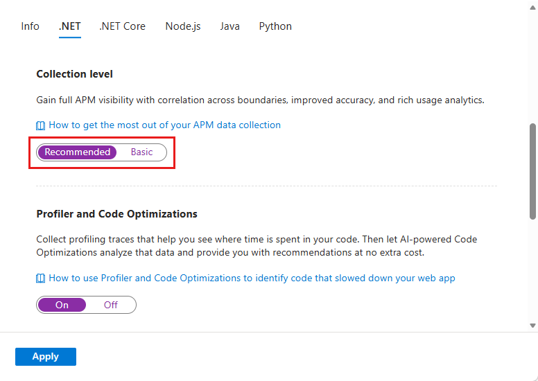 屏幕截图显示在应用上启用 Profiler。