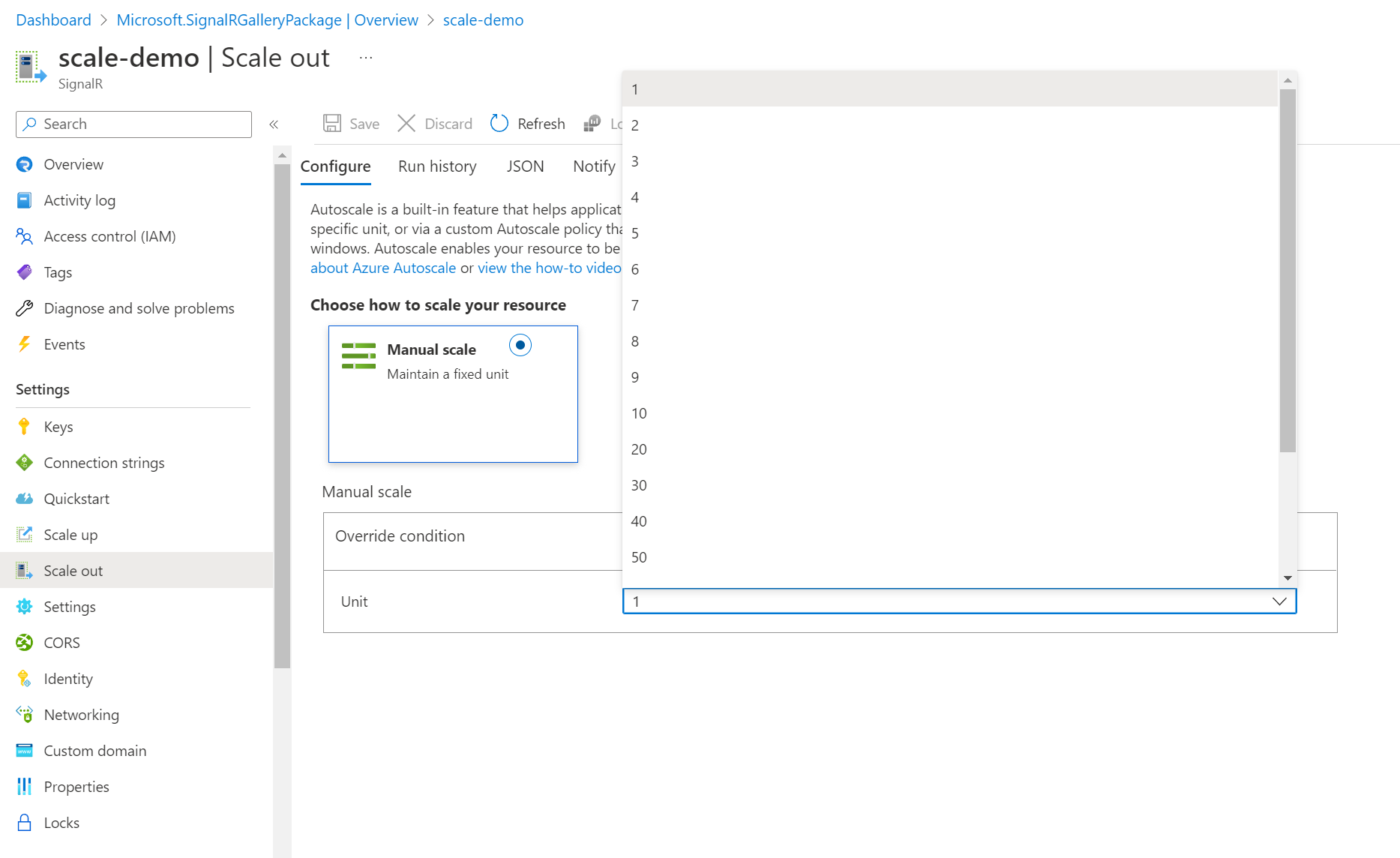 门户中进行横向扩展的截图。