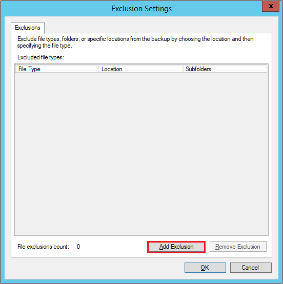 屏幕截图显示了如何添加排除项。