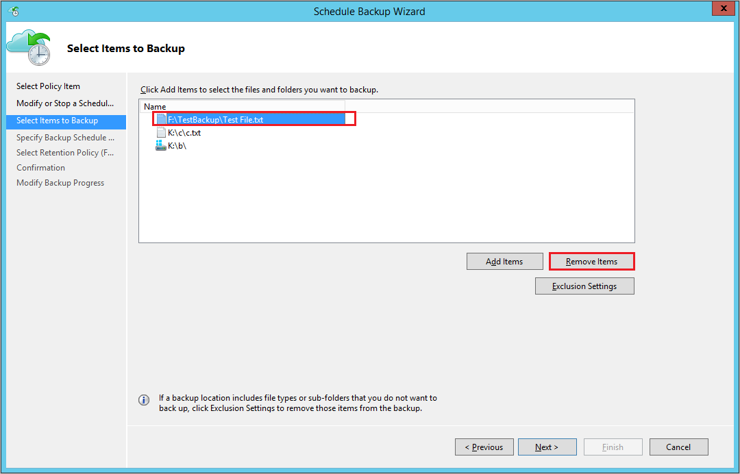 屏幕截图显示了如何选择要移除的项。
