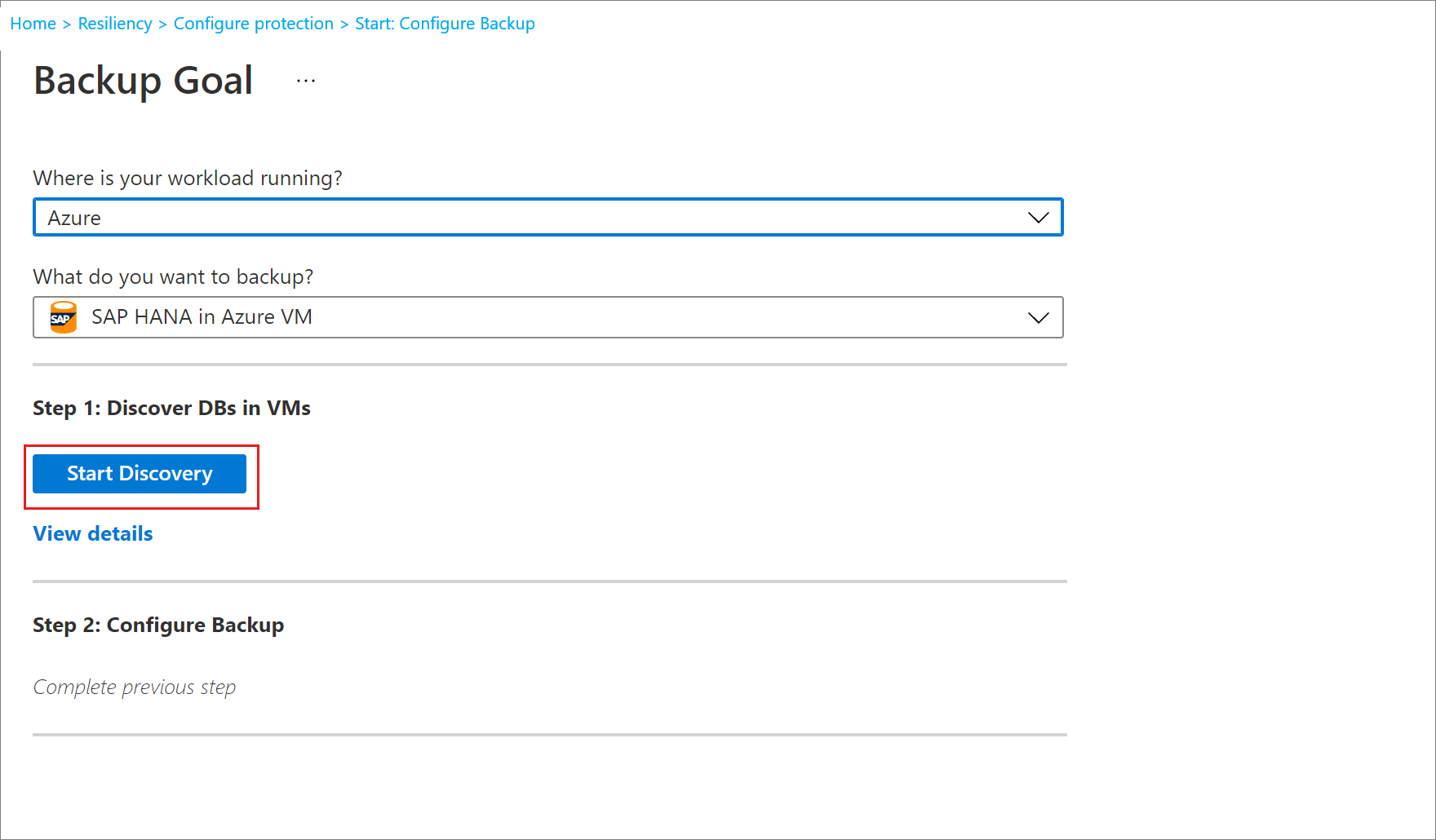 显示如何选择“开始发现”的屏幕截图。