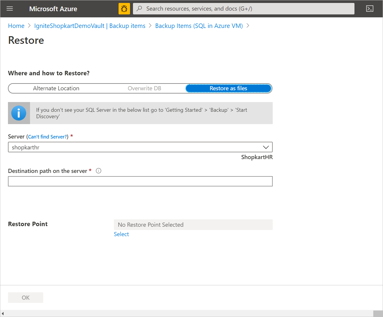 选择还原为文件