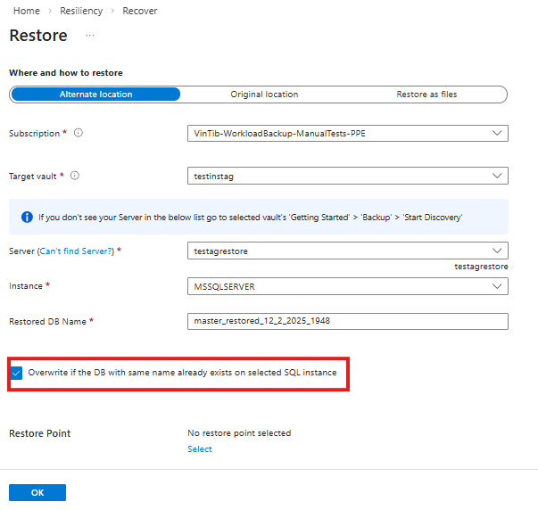 选择覆盖数据库
