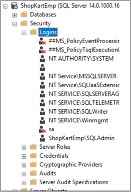 打开 Security/Logins 文件夹以查看帐户