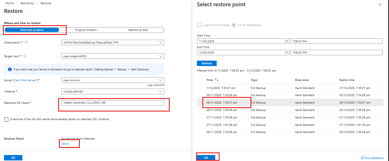 屏幕截图显示选择还原点。