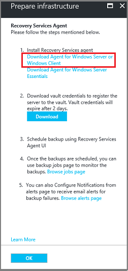 截图显示如何开始下载 Windows 客户端的代理。