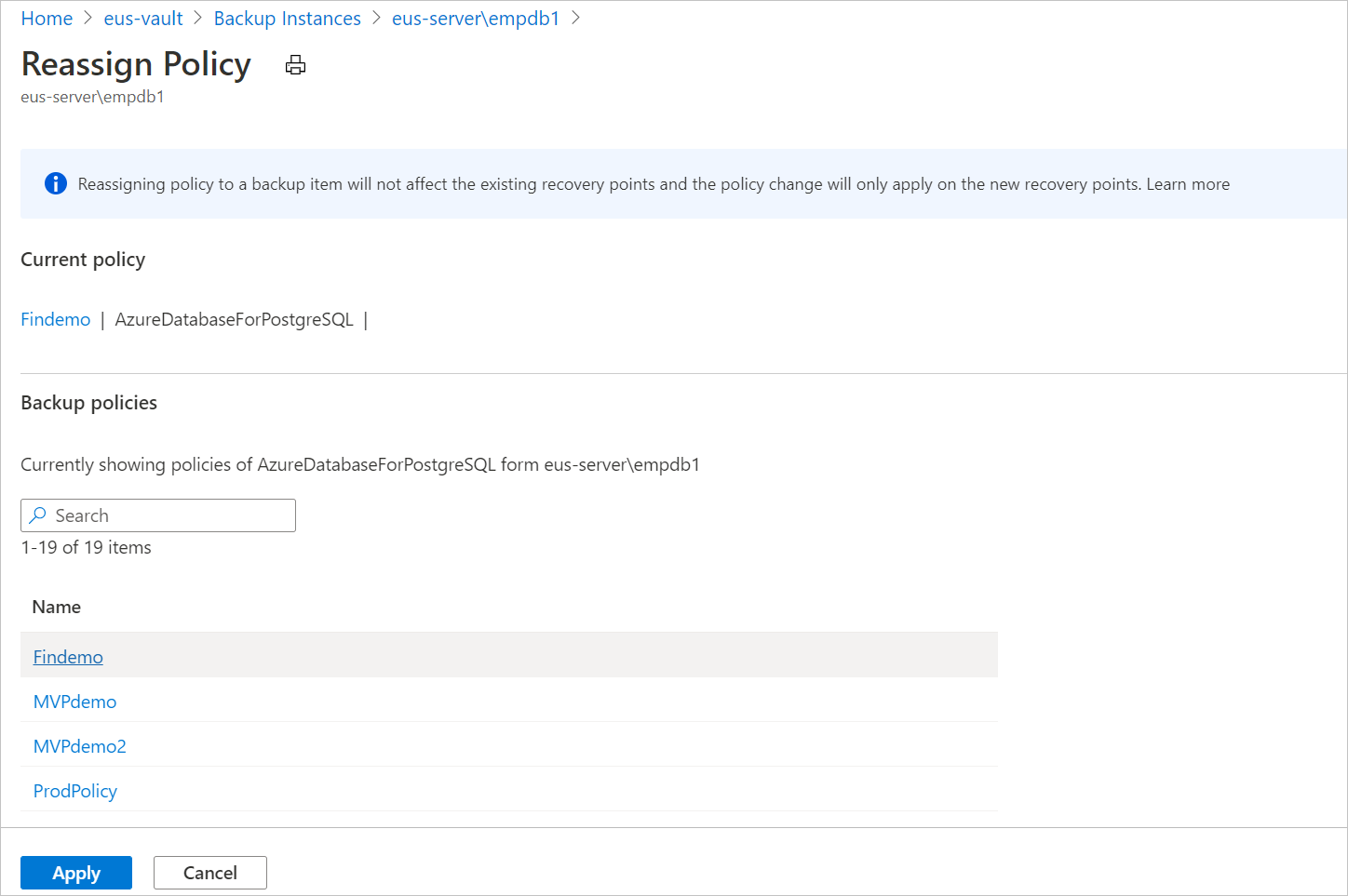 屏幕截图，显示用于重新分配策略的选项。