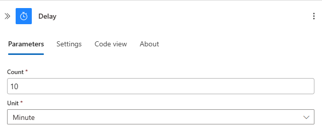 屏幕截图显示了“延迟”作，你可以在其中设置延迟的计数和单位。