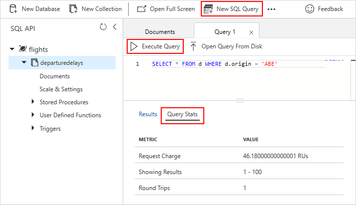 Azure 门户中 SQL 查询请求费用的屏幕截图。