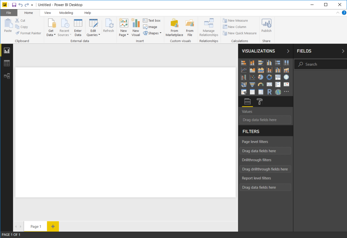 Power BI Desktop 报表视图 - Power BI 连接器的屏幕截图。