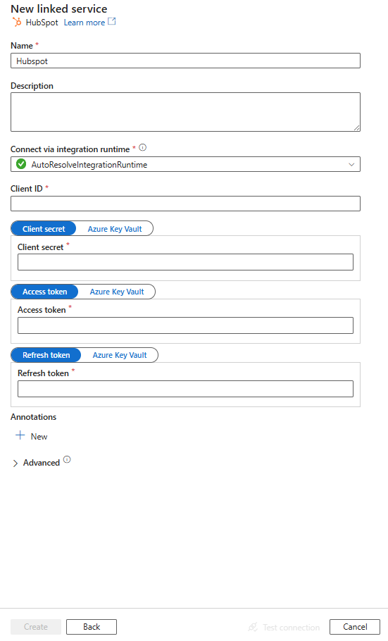 配置到 HubSpot 的链接服务。