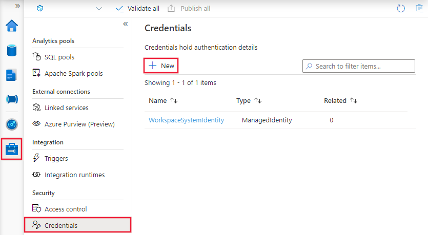 显示新凭据创建的屏幕截图。