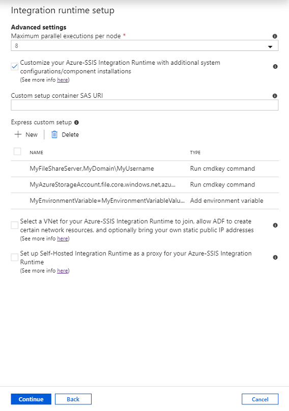 具有自定义配置的高级设置
