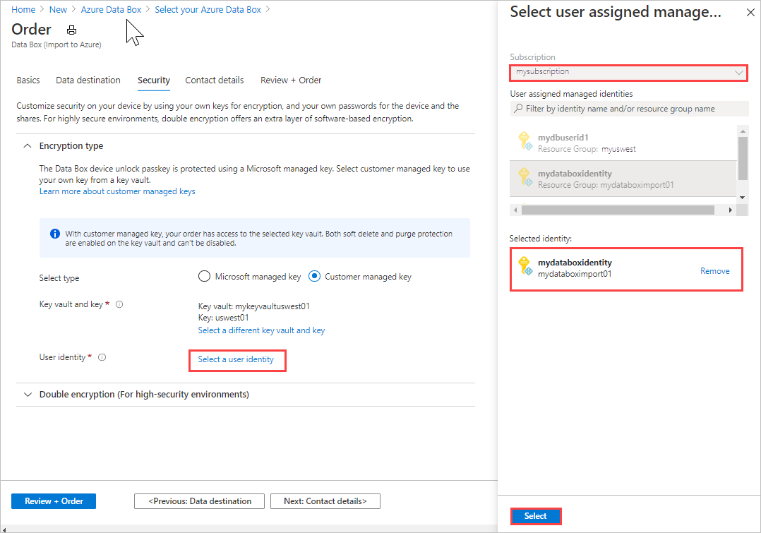 所选用户标识的屏幕截图。
