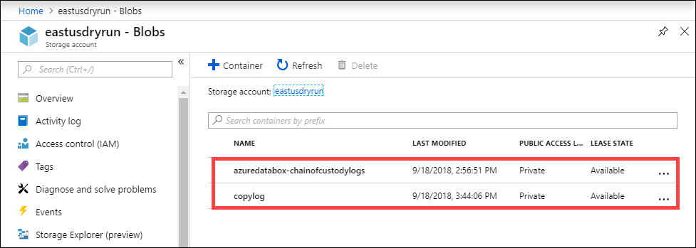 存储帐户的拷贝日志