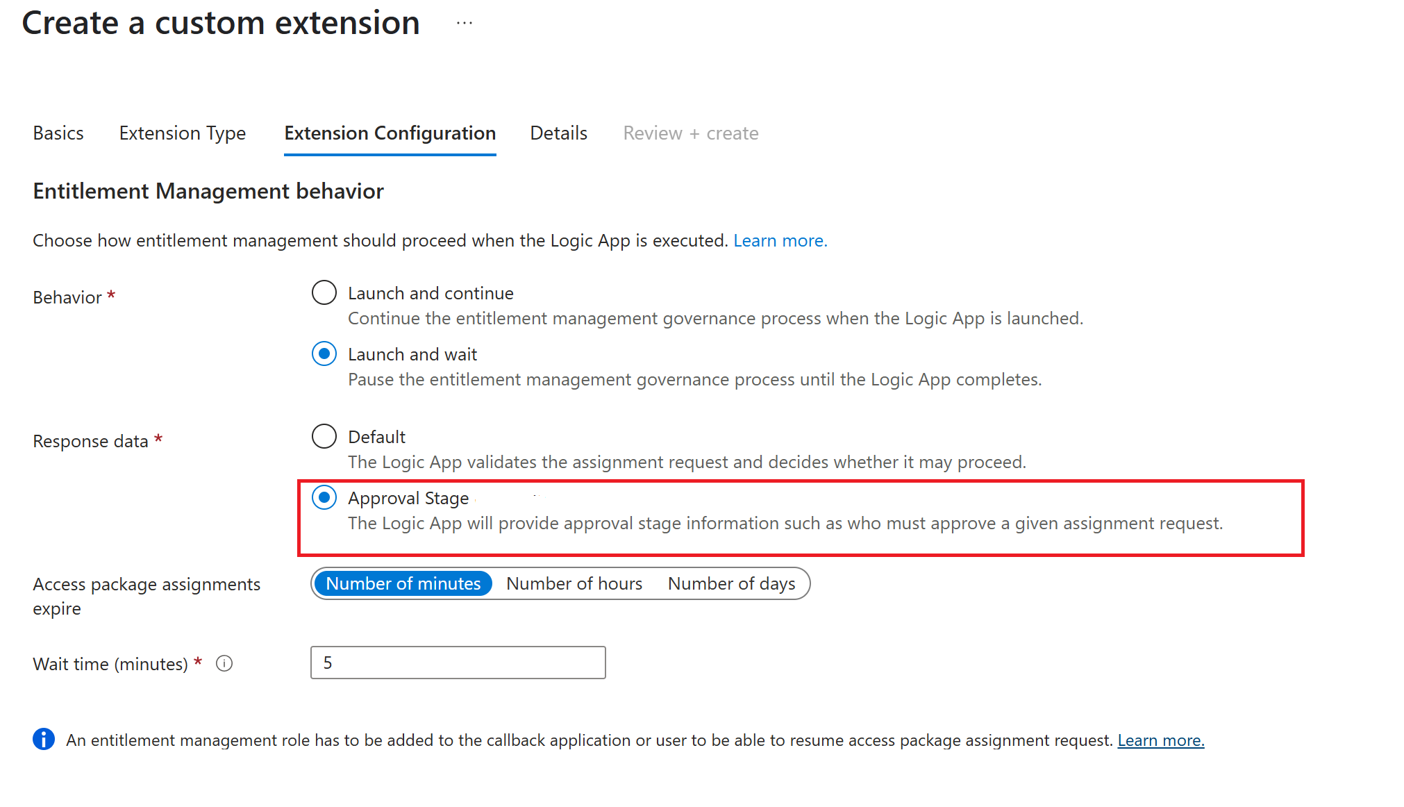 自定义扩展审批阶段选项的屏幕截图。