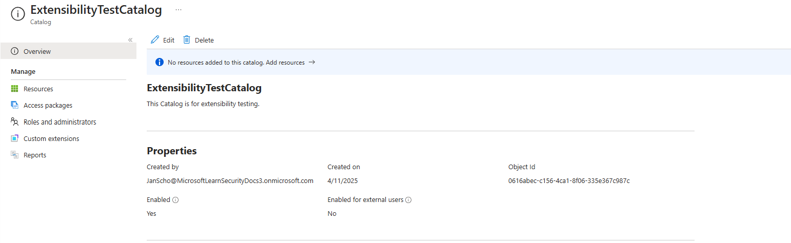 正在添加自定义扩展的目录页的屏幕截图。
