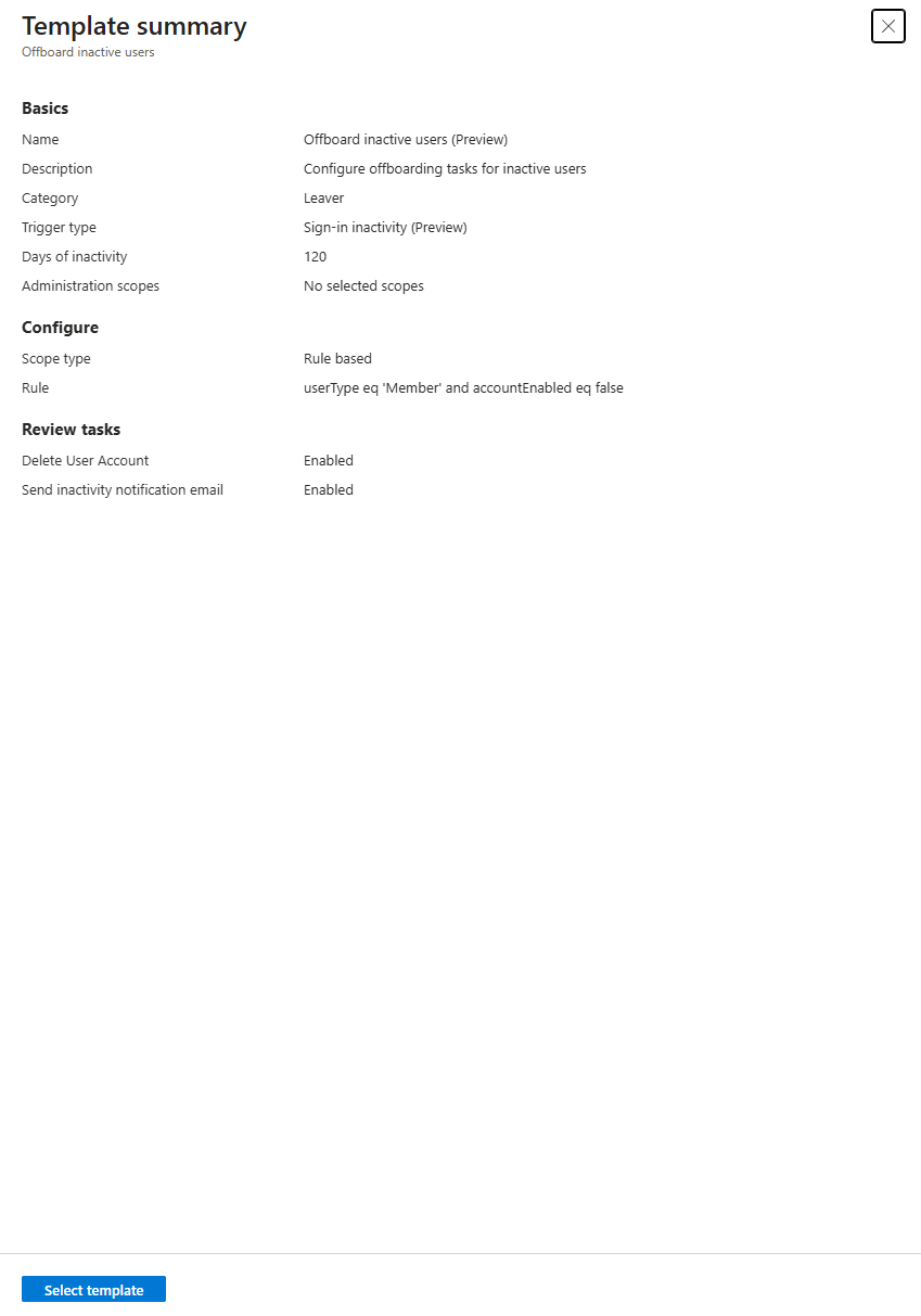 用于卸载非活动用户的模板的屏幕截图。