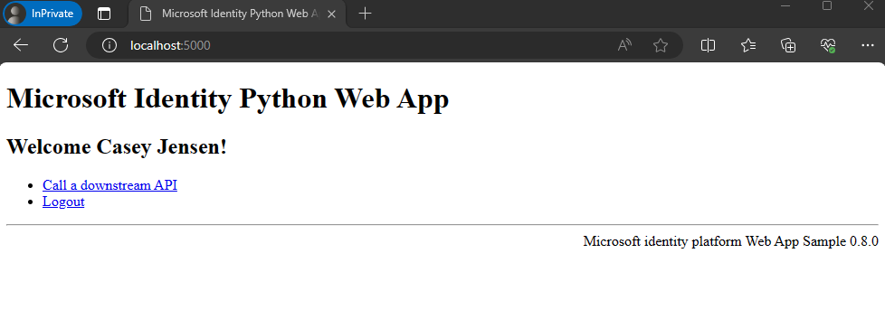示意图说明示例应用已成功登录用户。