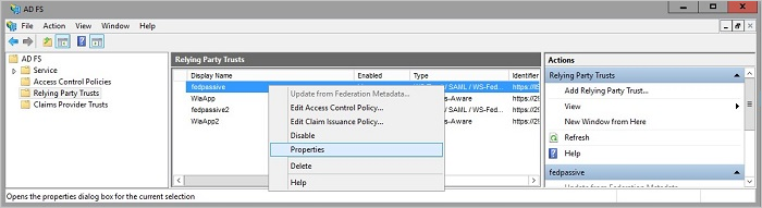 信赖方信任右键单击应用名称。