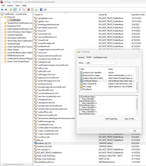 显示用于检查证书颁发者或策略 OID 的选项的屏幕截图。