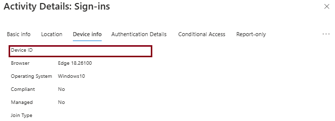 具有可链接标识符的登录日志条目的屏幕截图。