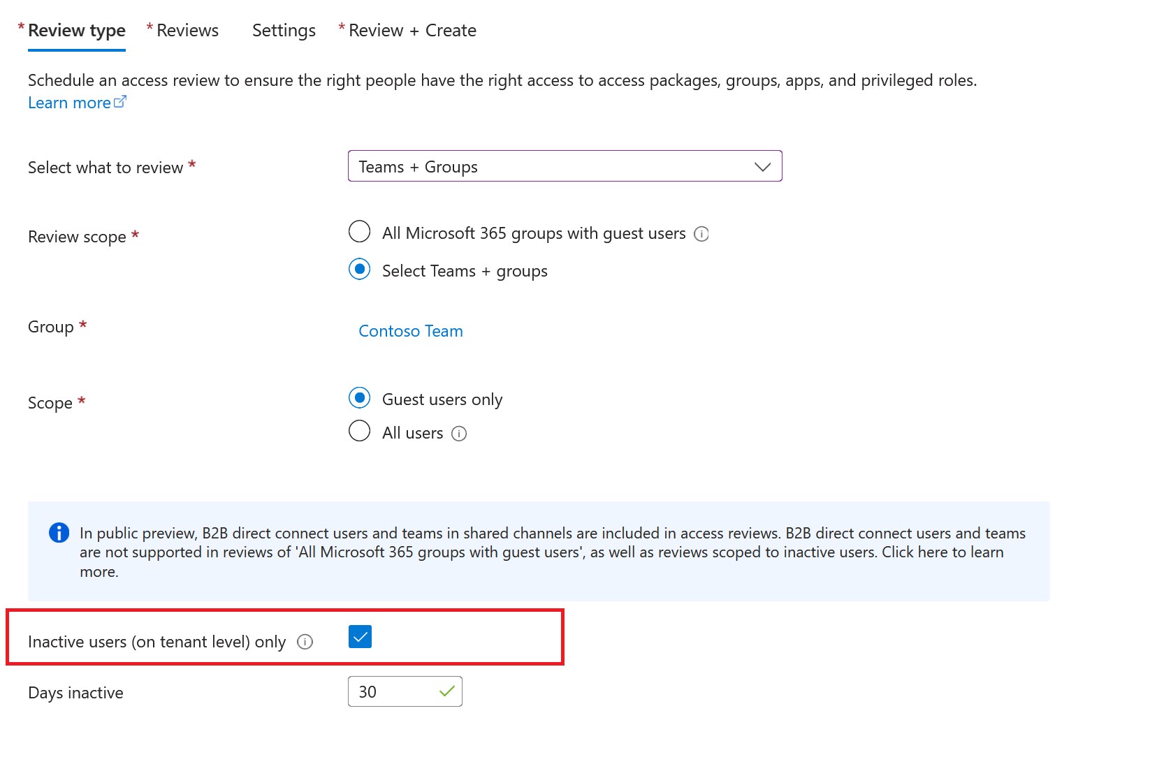 屏幕截图中显示了审核类型对话框，此对话框用于删除非活动外部来宾。