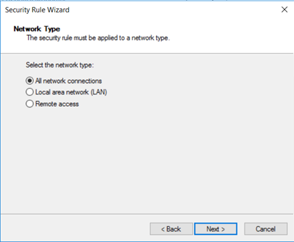 选择网络类型的屏幕截图。