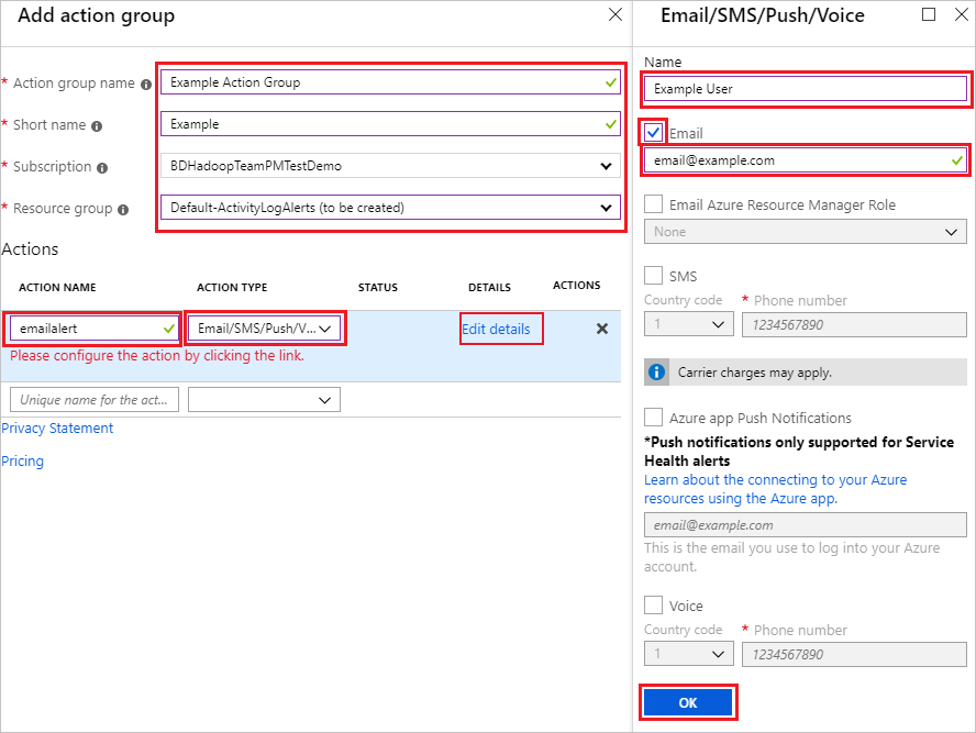 创建警报规则添加操作组。