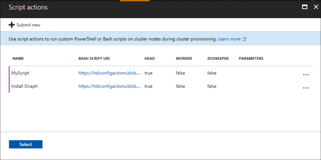 HDInsight 多个脚本操作。