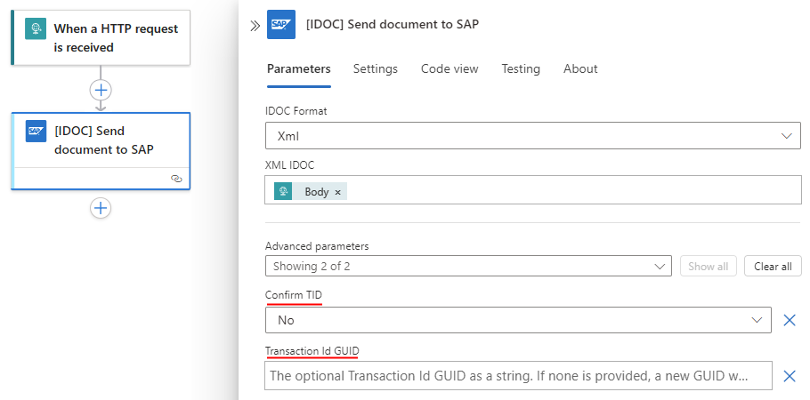 屏幕截图显示了一个消费工作流及其名为“IDOC 向 SAP 发送文档”的操作。