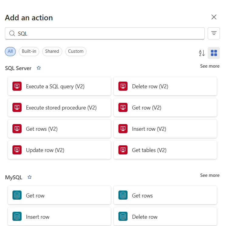 Screenshot 显示Azure portal、标准工作流设计器和连接器，具体取决于选择内置还是共享。