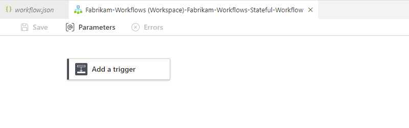 屏幕截图显示了具有空白工作流的设计器。