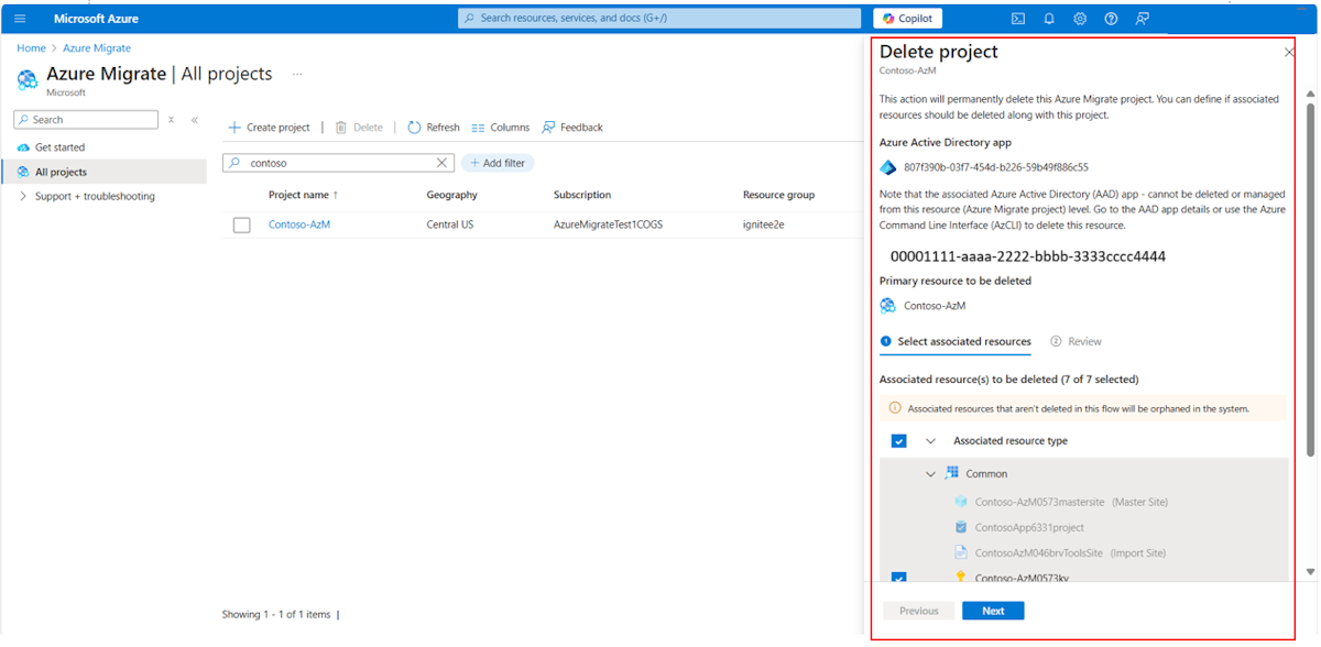 窗口显示为删除项目。
