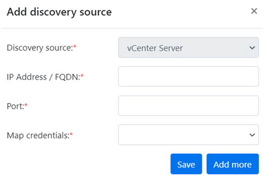 用于添加更多 vCenter Server 详细信息的屏幕截图。