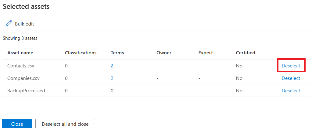 突出显示“取消选择”按钮的屏幕截图。