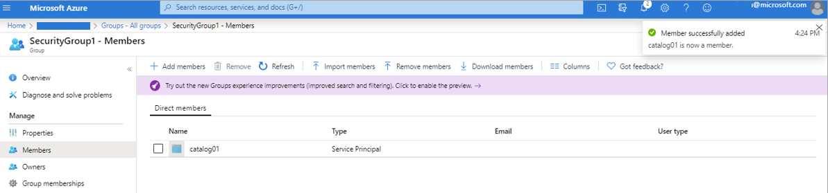 屏幕截图显示成功添加了目录托管标识。