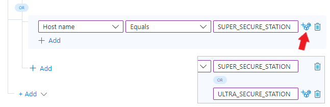 向单个条件添加更多值的屏幕截图。