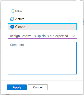 关闭事件的屏幕截图。